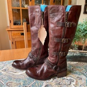 Bed Stu Skyla Teak Leather Buckle Detail Zipper Boots Size 9.5